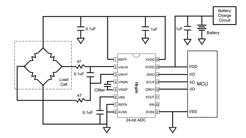 Application Circuit Diagram - Nuvoton NAU7802 Precision 24-bit ADCs